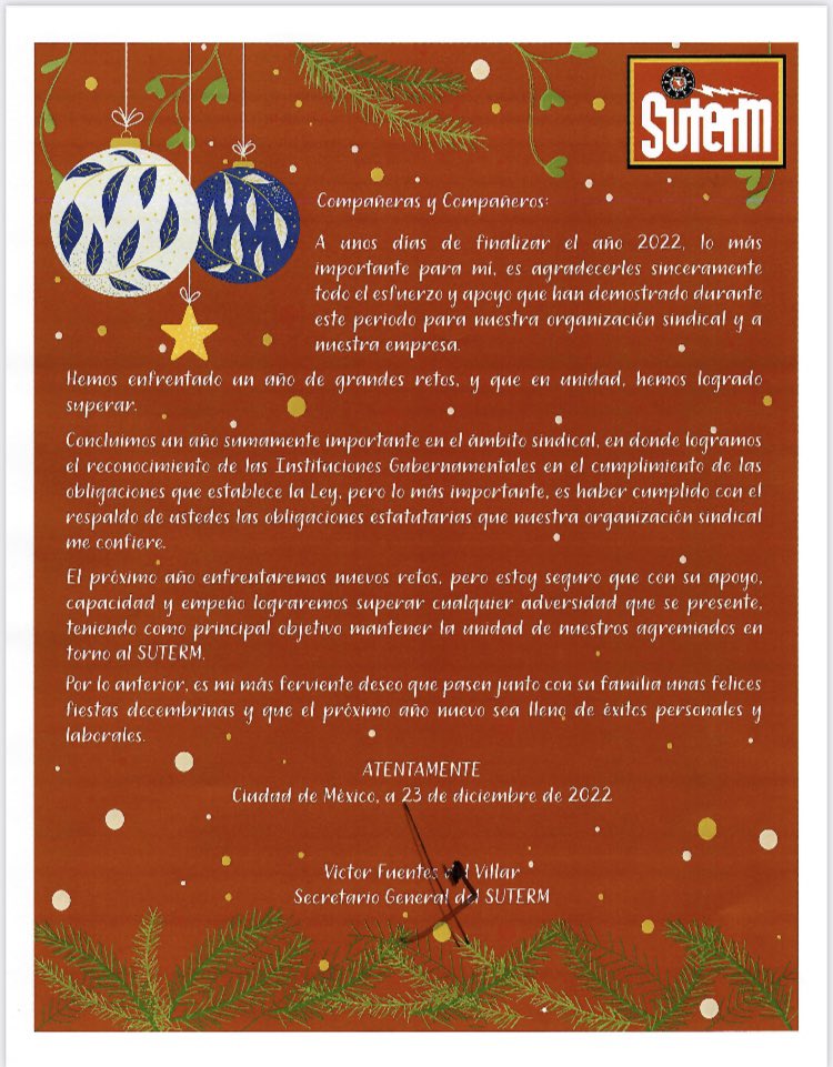 SUTERM_NACIONAL's tweet photo. ¡Felices Fiestas! https://t.co/BfWOuKmNvM