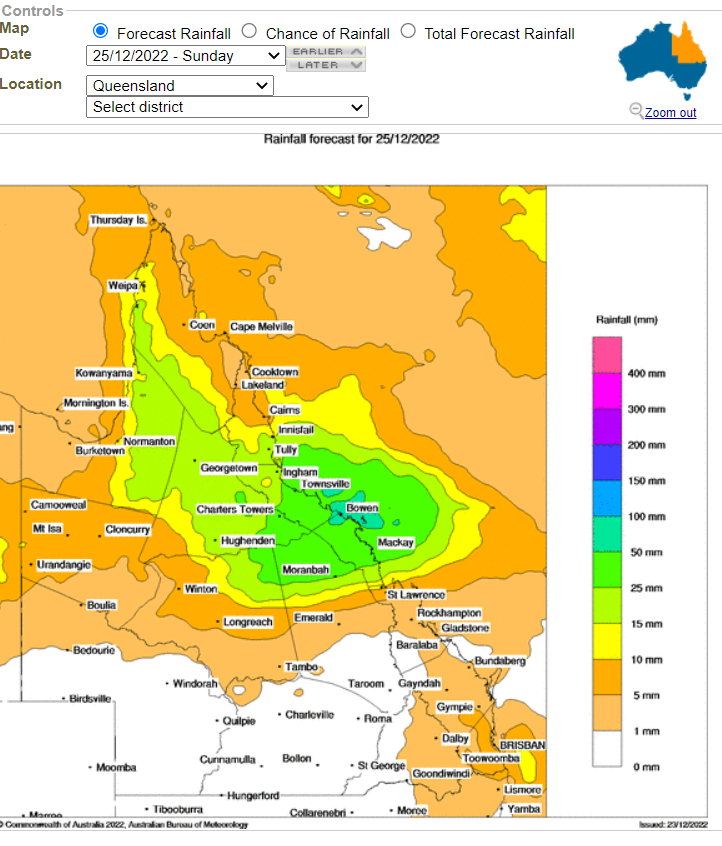 ARealSugarExprt's tweet photo. Strewth its going to be a wet Xmas Day in Queensland not great news for the cane growers struggling to finish the harvest.  Through 19th Dec just under 30.7M tonnes of cane had been crushed out of available supply of 33.5M tonnes. https://t.co/DsFeQirmLu