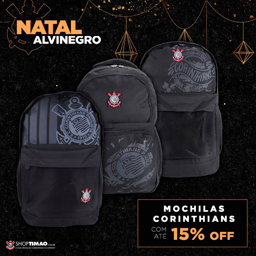 Corinthians's tweet photo. Vai viajar nesse fim de ano? Aproveite para levar o Corinthians com você! 🏴🏳

As mochilas Alvinegras estão disponíveis com ofertas incríveis na @ShopTimao 😉✈

🛒 Garanta a sua > https://t.co/gHU5BrK9Sz https://t.co/PsKY3qNSRw