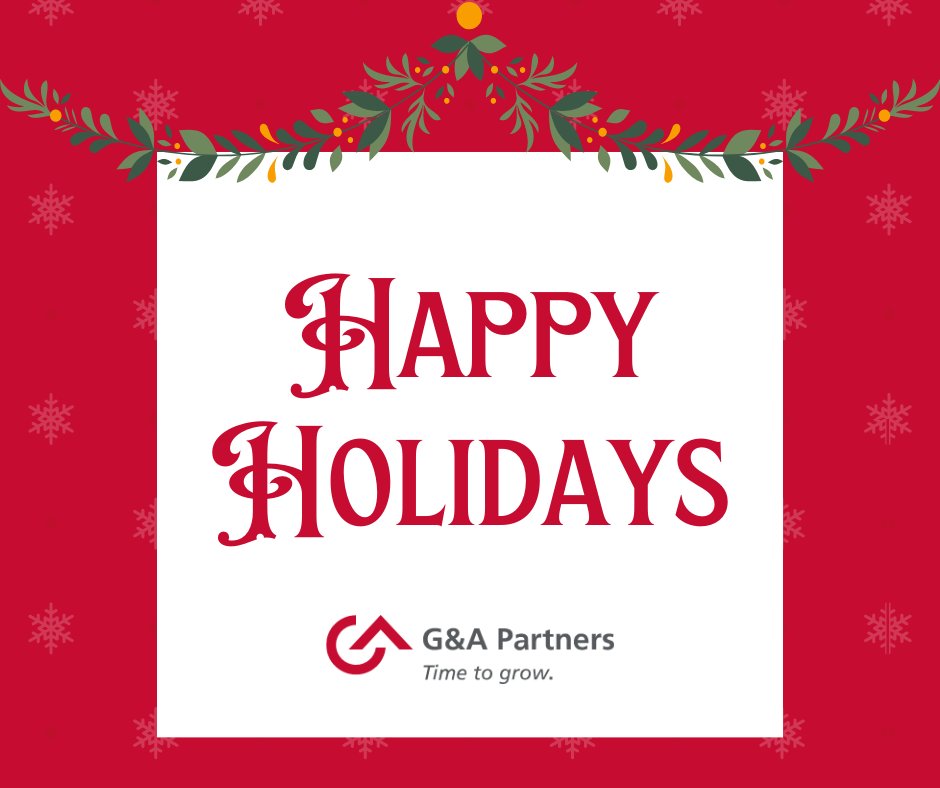 GAPartners's tweet photo. Happy Holidays from G&amp;A Partners! Our offices will be closed today and Monday, December 26. We hope you have a wonderful holiday spent with family and friends! #HappyHolidays https://t.co/kM7e33mqcQ