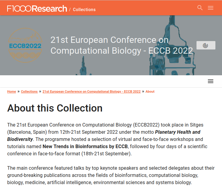 📢 Friendly reminder to #ECCB2022 presenting authors.

✅ Upload your posters and slides presented at the conference in the ECCB2022 F1000 collection.

⌛️ Submission deadline: 31st December 2022
🔗 ECCB2022 collection f1000research.com/collections/ec…