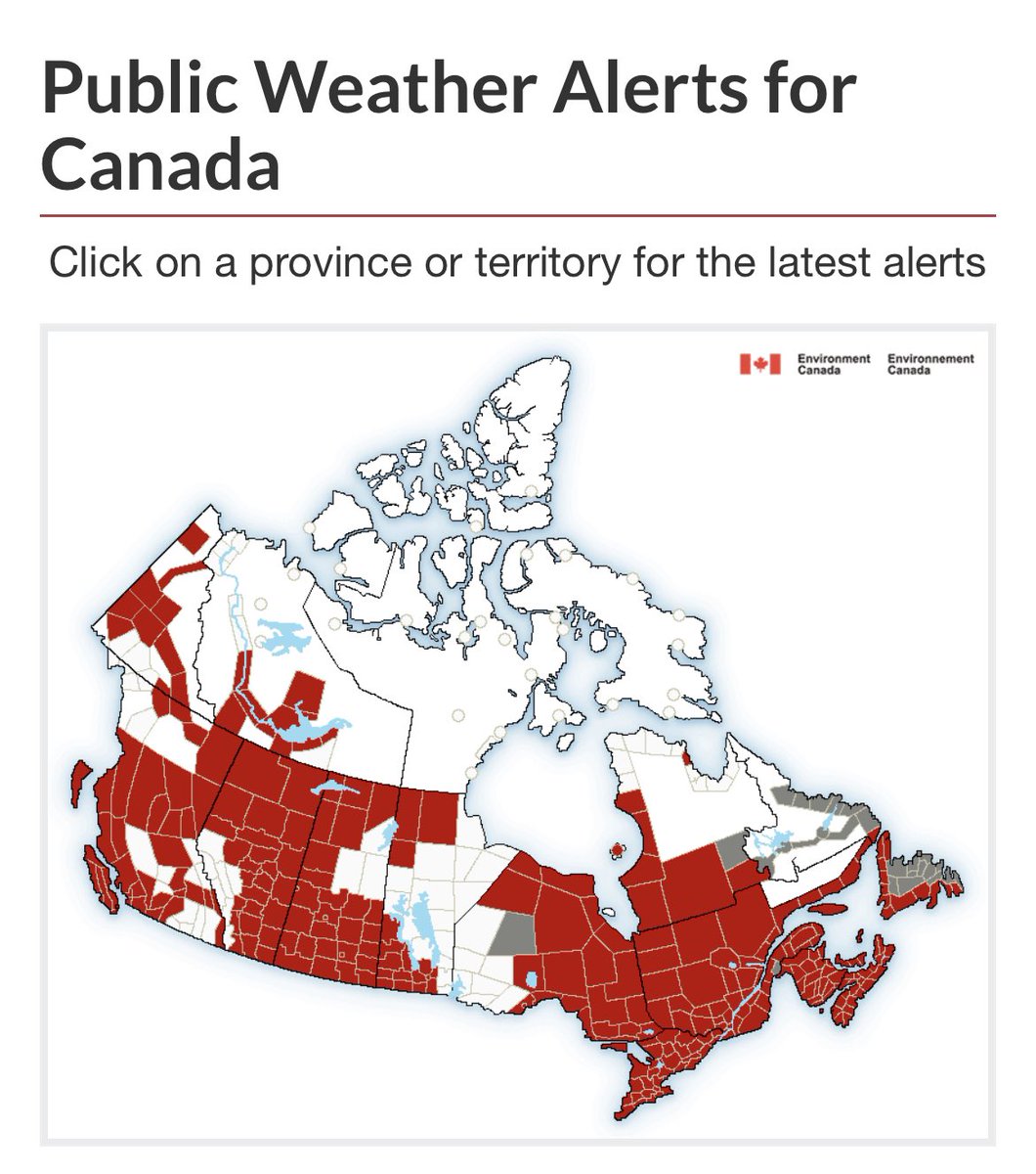 cspotweet's tweet photo. Most of Canada is under a public weather alert but there’s one territory that’s having Nunavut. https://t.co/VQMS24eQp8