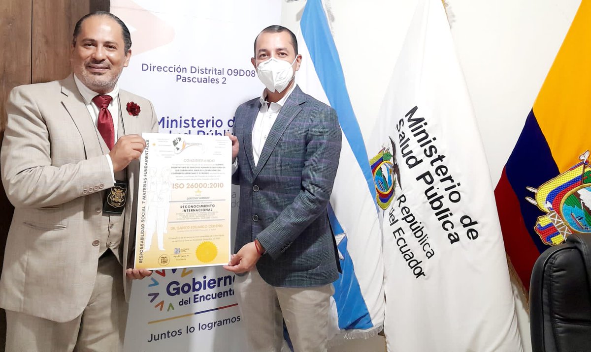 odhumca's tweet photo. En aplicación a los estatutos de ODHUMCA, se dispone por la decisión y confianza del Presidente @pfierror mediante este reconocimiento de 1 estrellas, basado a la norma ISO 26000 
RECONOCIMIENTO INTERNACIONAL a @@DrEduardoCedeno
Director Distrital 09D08 Pascuales 2
 @Salud_CZ8 https://t.co/47uxFTpGNC