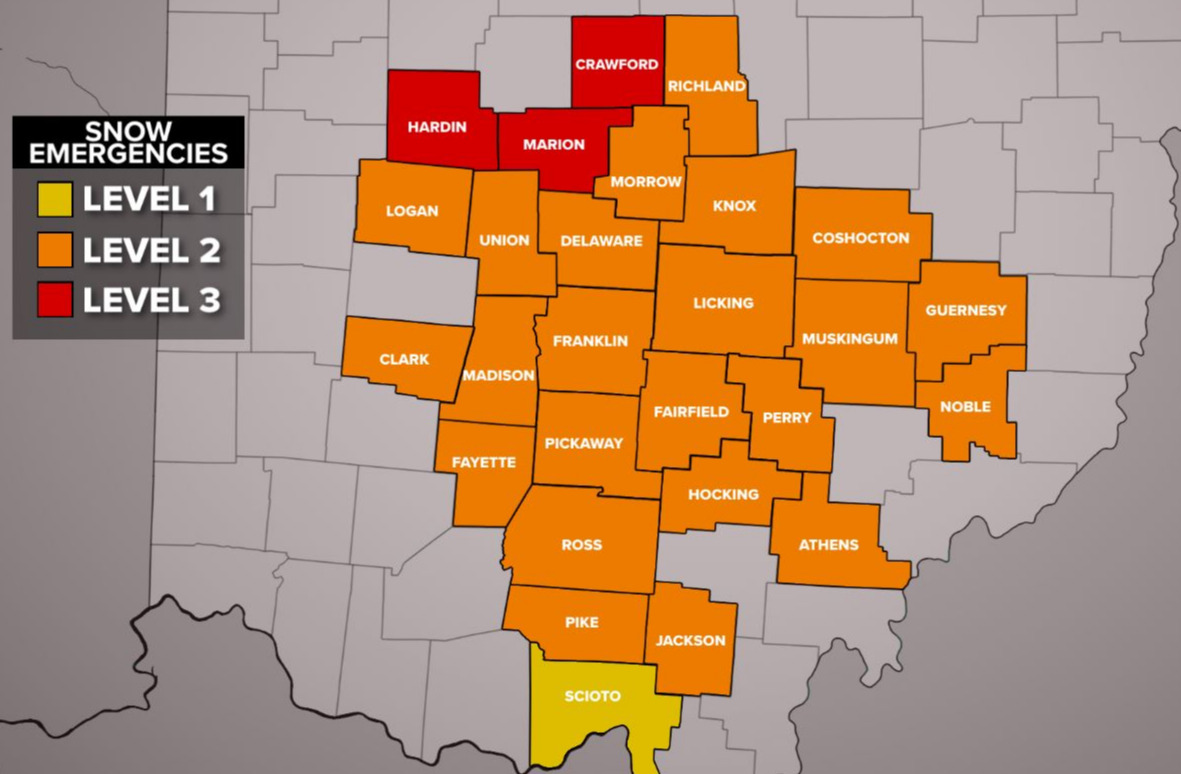 Map Of Snow Emergency Levels Ohio – SEYDNW