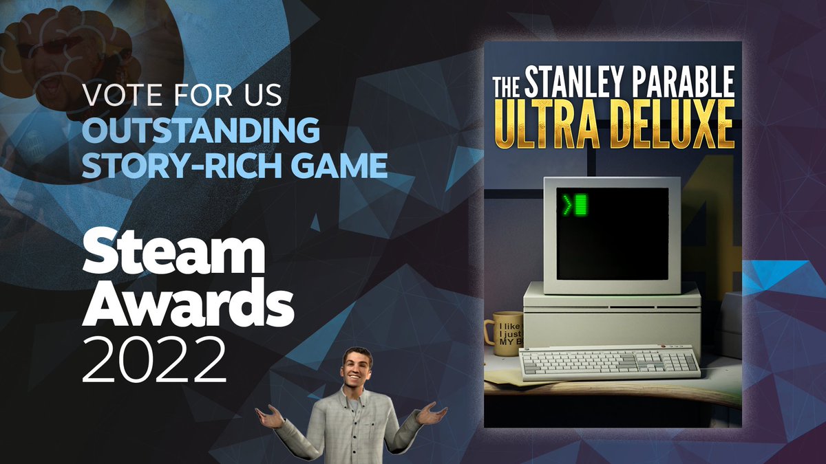 The Stanley Parable: Ultra Deluxe has been nominated for a Steam Award! If you enjoyed playing please give us a vote, I'm sure Stanley would appreciate it. store.steampowered.com/news/app/17033…