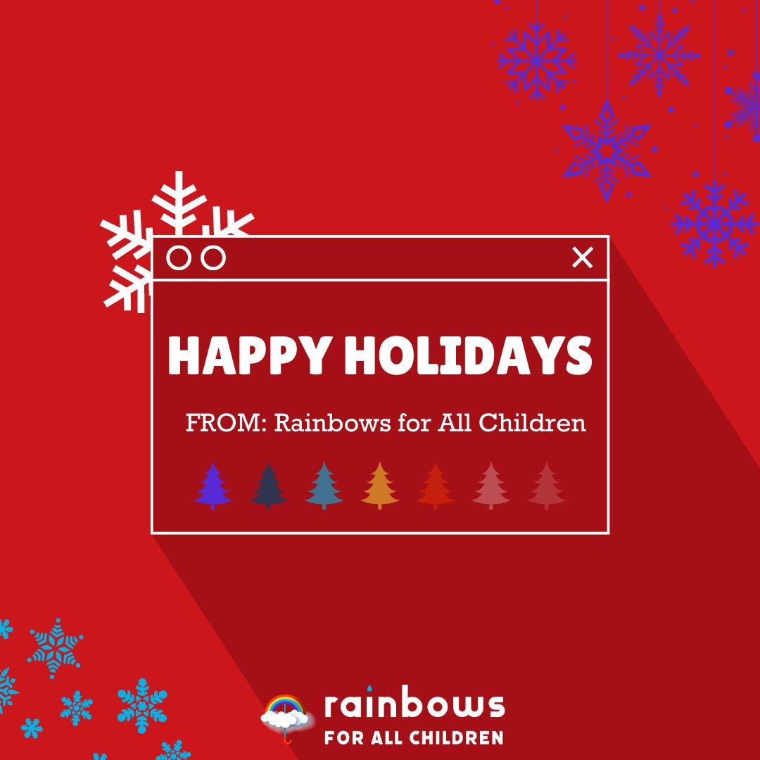 rainbowsforkids's tweet photo. Wishing everyone warmth and cheer this holiday season. Sending our best holiday wishes your way ❤️
-Rainbows for All Children https://t.co/MWkQRpDu8k