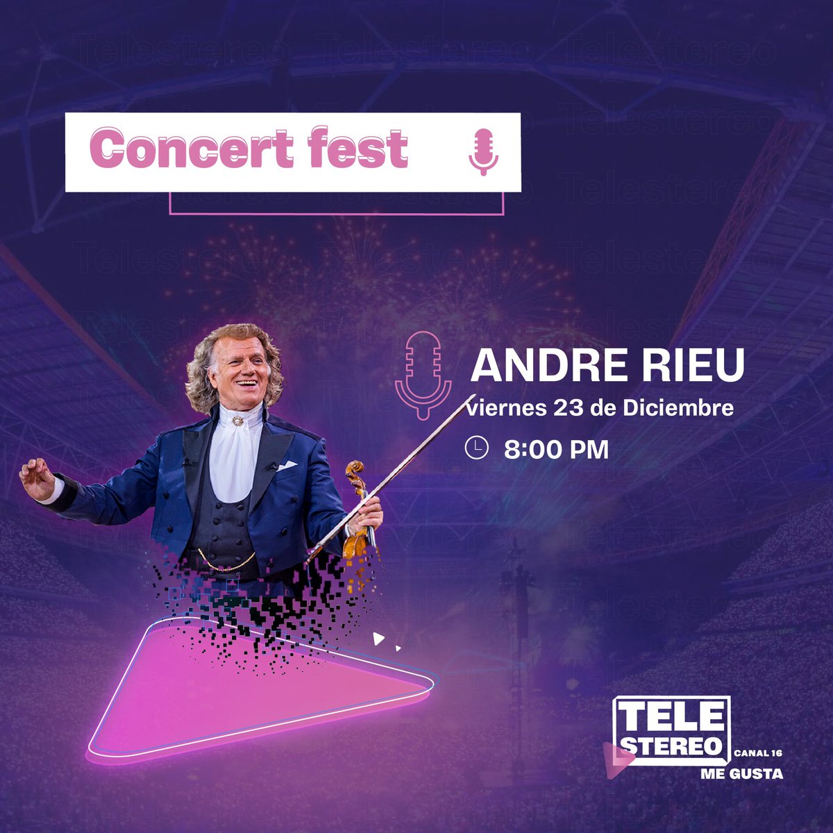 telestereonic's tweet photo. Hoy en #ConcertFest 🎤disfrutarás del dulce sonido del violín🎻 de @andrerieu a las ⏰8:00 PM 

Solo por TeleStereo 📺Canal 16.

#telestereo #musica #nicaragua #concierto #concert #andrerieu https://t.co/Jlh6got6M1