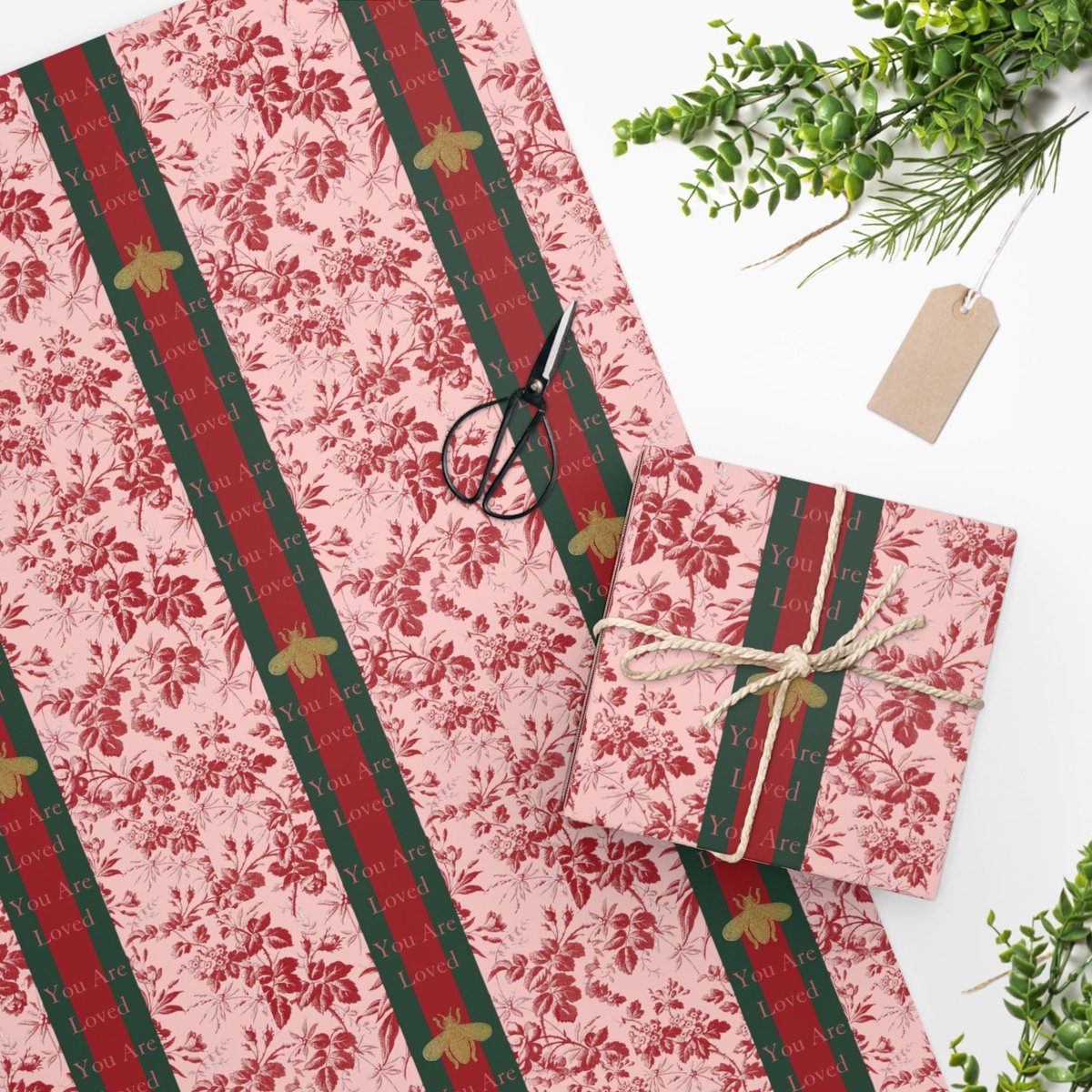 thefindalt's tweet photo. Excited to share this item from my #etsy shop: You Are Loved, Designer Bumble Bee Birthday, Valentine, Designer Pink/Red/Green Wrapping Paper #valentinesday #giftwrap #wrappingpaper https://t.co/h9MVZsS8Ix https://t.co/gFlGWsBqnO