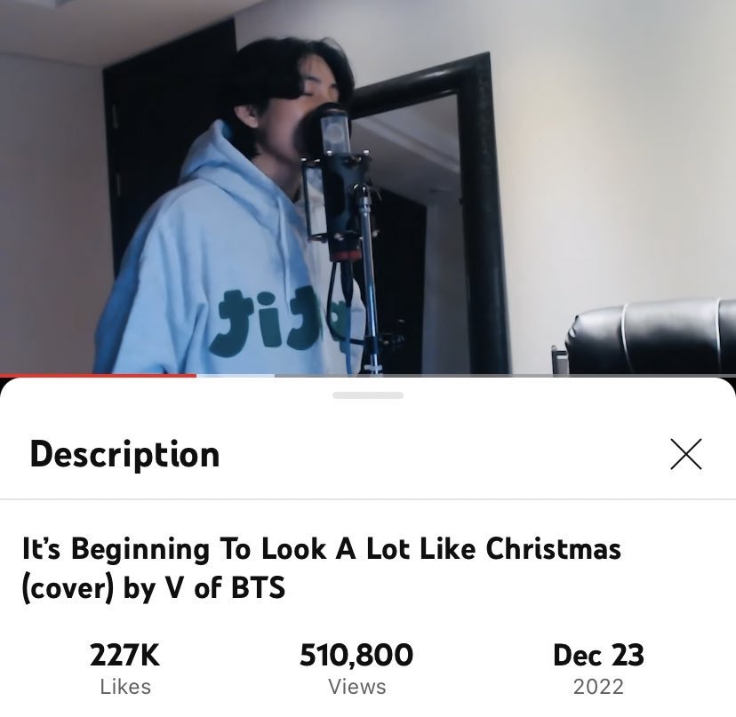 kthtrads's tweet photo. El cover de Taehyung “It’s Beginning To Look A Lot Like Christmas” ha sobrepasado las 500k vistas y +227k likes en YouTube, esto en solo 20 minutos. 

#ThankYouTaehyung
CHRISTMAS COVER BY V https://t.co/CEDo580o6d
