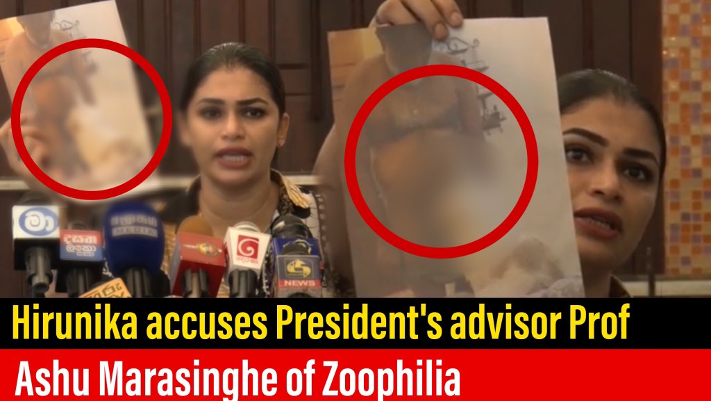 news_cutter's tweet photo. Hirunika accuses President's advisor Prof. Ashu Marasinghe of Zoophilia
Watch : https://t.co/fdRZKX93FN
#SriLanka #SLNews #Hirunika #Lka #SLToday https://t.co/kDBgHTFURQ