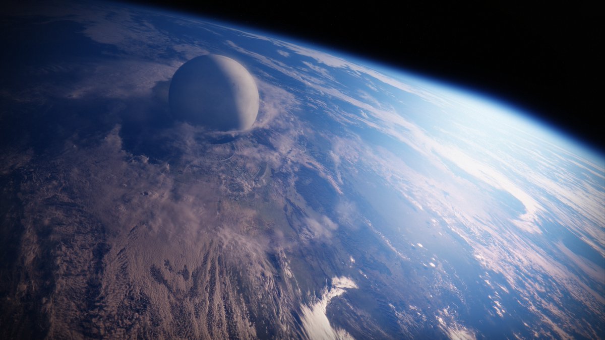 DestinyBulletn's tweet photo. Here's a HUD-less shot of Earth and the Traveler from the orbital station | #Destiny2 

📷unitrooper7 https://t.co/zIqmdtt7Er