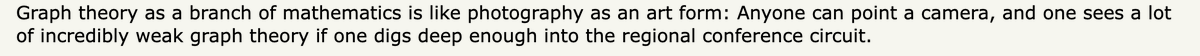 seemingly not bullish on regional graph theory  conference circuit