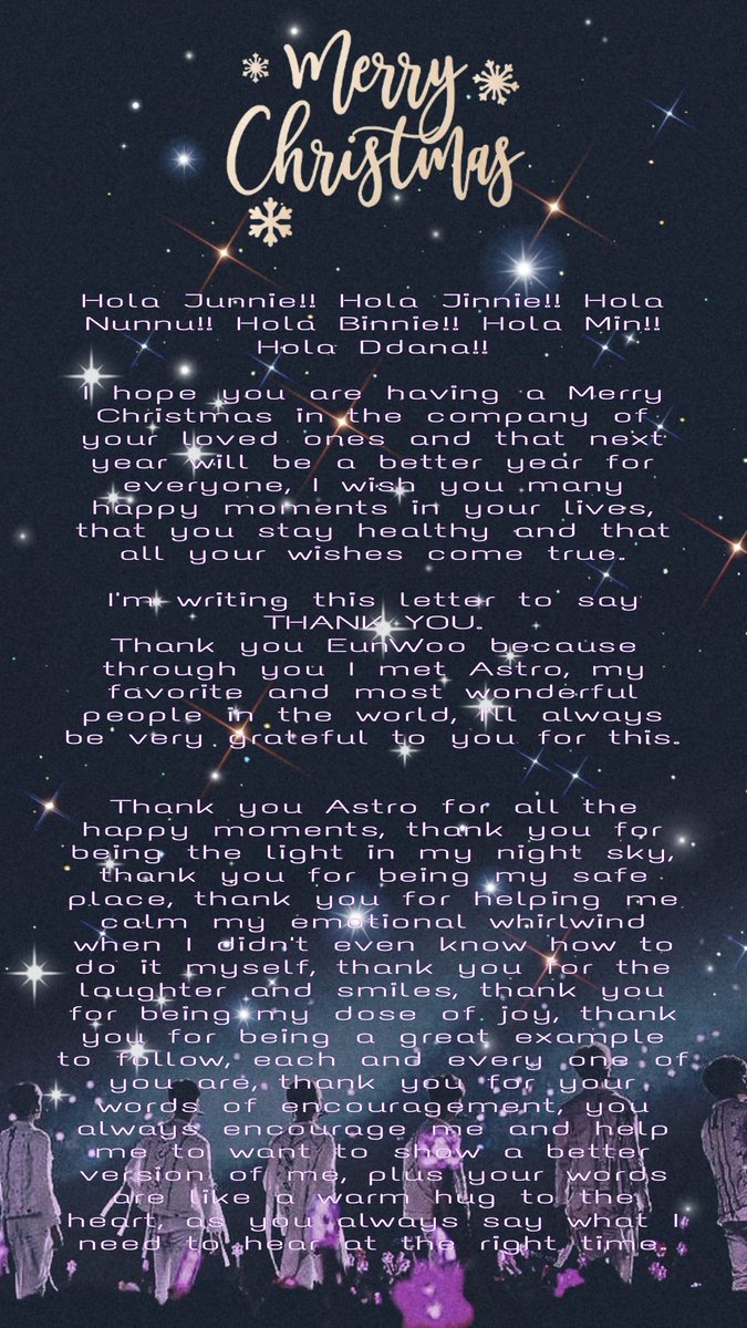 AndreaNayelyLO's tweet photo. 🎄✨🎅🏻 Merry Christmas Astro 🎅🏻✨🎄
I love you so much 💜🫶🏻💜
#THANKSASTRO #MERRYCHRISTMASASTRO #WELOVEYOUASTRO #THANSFORALLASTRO #ASTROANDAROHA
#엠제이 #MJ #JINJIN #진진 #MOONBIN #문빈 #ROCKY #라키 #CHAEUNWOO #차은우 #YOONSANHA #윤산하 #ASTRO #아스트로 https://t.co/gMBpxDfM4b