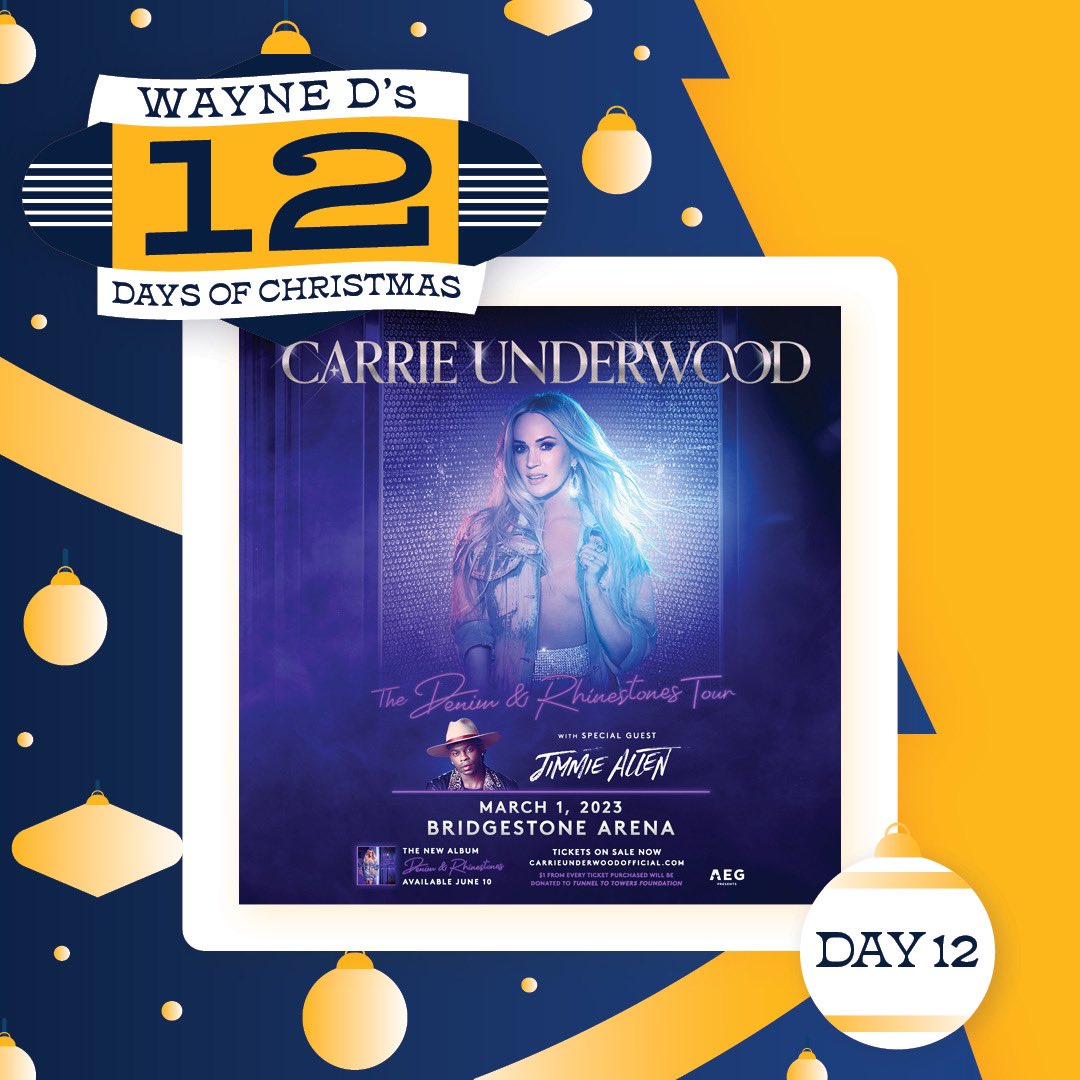PredsNHL's tweet image. And for the final day of @HesWayneD’s 12 Days of Christmas one lucky fan will win two tickets to Carrie Underwood at @BrdgstoneArena! 

To enter: 
🎄 Follow us and @BrdgstoneArena 
🎄 Follow @HesWayneD 
🎄 RT this tweet

Official rules -&amp;gt; bit.ly/3jcYrRr