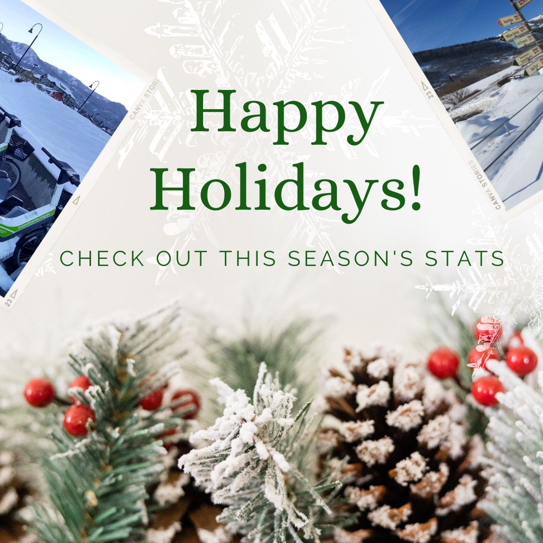 Happy Holidays from the Summit County Bikeshare Family! Check out what we've accomplished this season!
Total Rides: 21,226
Total Miles Ridden: 81,545
Most Popular Riding Day: July 4th - 436 rides
Top Destinations:
Park Avenue
Canyon Transit Hub
Prospector Neighborhood