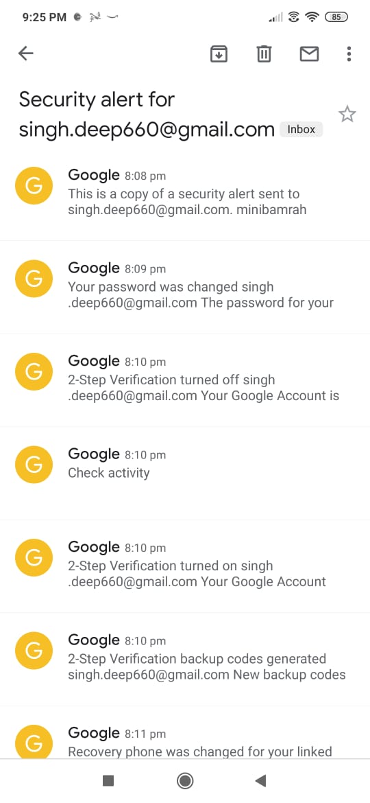 AestheticDaemon's tweet photo. @gmail 
Pls help
These are mails on my recovery email https://t.co/G6rGxZCnYY
