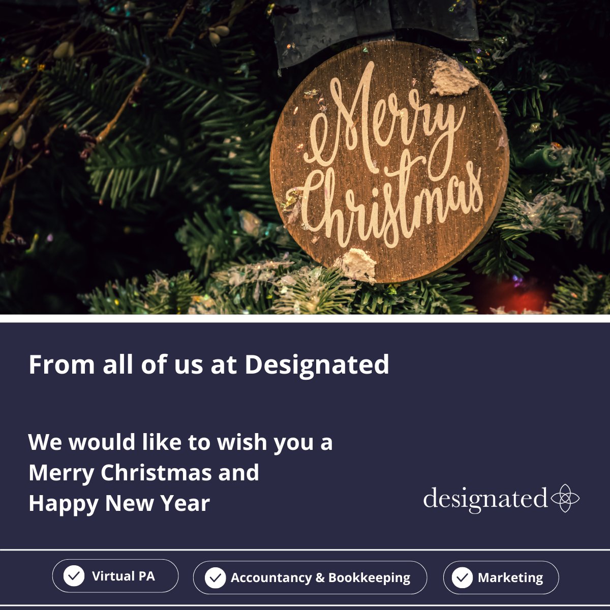 With the last working day before Christmas upon us, we would like to say Merry Christmas from all the staff at Designated.

#christmas #marketing #bookkeeping #accountancy #virtualpa