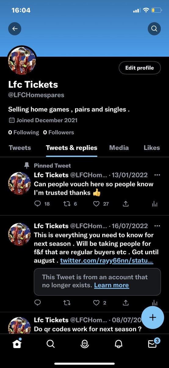 Old account , for people who don’t know , Will have tickets the rest of the season shoutouts much appreciated 🔴🔴👍