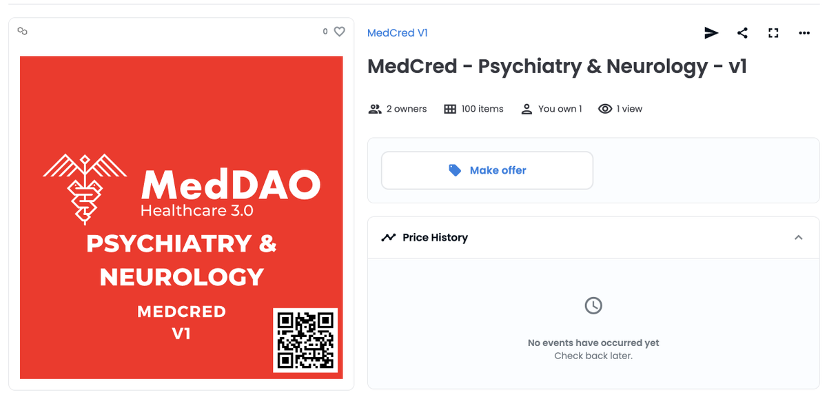 Bhau_jagmd's tweet photo. One small step for me, one giant leap for Medicine. 

First of its kind on-chain web3 credentials minted onto Ethereum 👏 @MedDAO_xyz 

I've minted my Psychiatry &amp; Neurology MedCred NFT! 
#MedTwitter #MedEd

More about MedCred in this article:
https://t.co/XMRKpqvuuS https://t.co/Jz5NxNJOw9