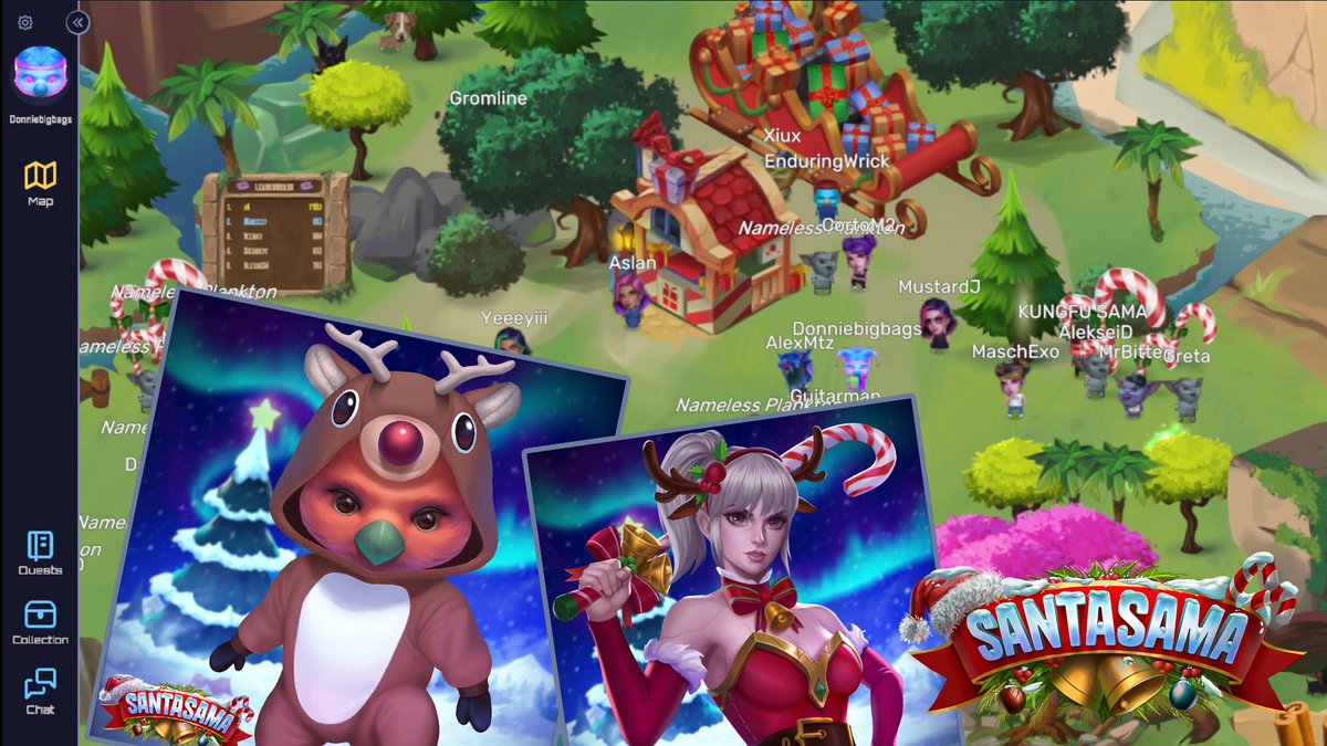 DonnieBigBags's tweet photo. Santasama has officially launched! 🎄

Work with the community to complete quests in the metaverse and unlock on-chain rewards. Pay attention to the "quests" tab. 

You know where to find it 🎅 https://t.co/MjwKdaeIKl