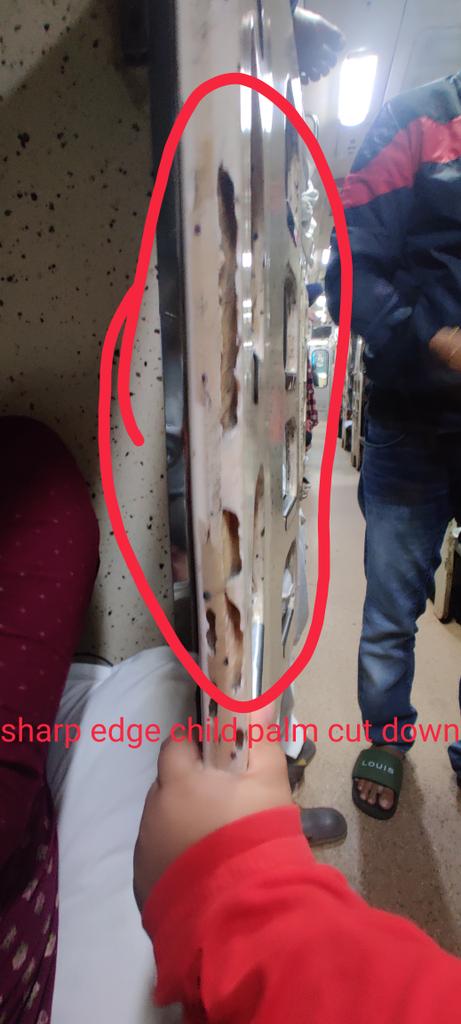 gyanasahu1's tweet photo. @AshwiniVaishnaw  Dear Sir,
I am travelling from Bangalore to bhubaneswar with the train 12503 (AGTLHumsafar)
The train is totally unsafe to travel in terms of cleaning, mentance, safety and many more.
I felt like no body is sirous about it.
I attached some of photos for your ref https://t.co/CtwlrMRIPT