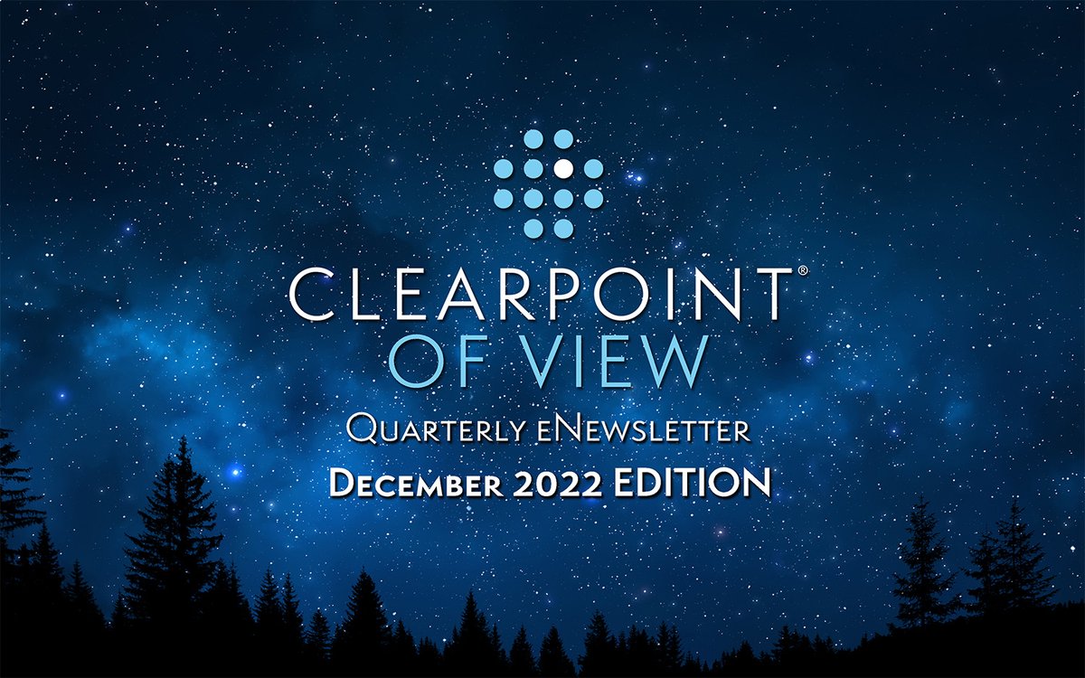 ClearPointNeuro's tweet image. Our quarterly #ClearPoint of View #eNewsletter is now available! Check out our December 2022 edition here: bit.ly/3veV5Ap #ClearPointOfView #CLPT