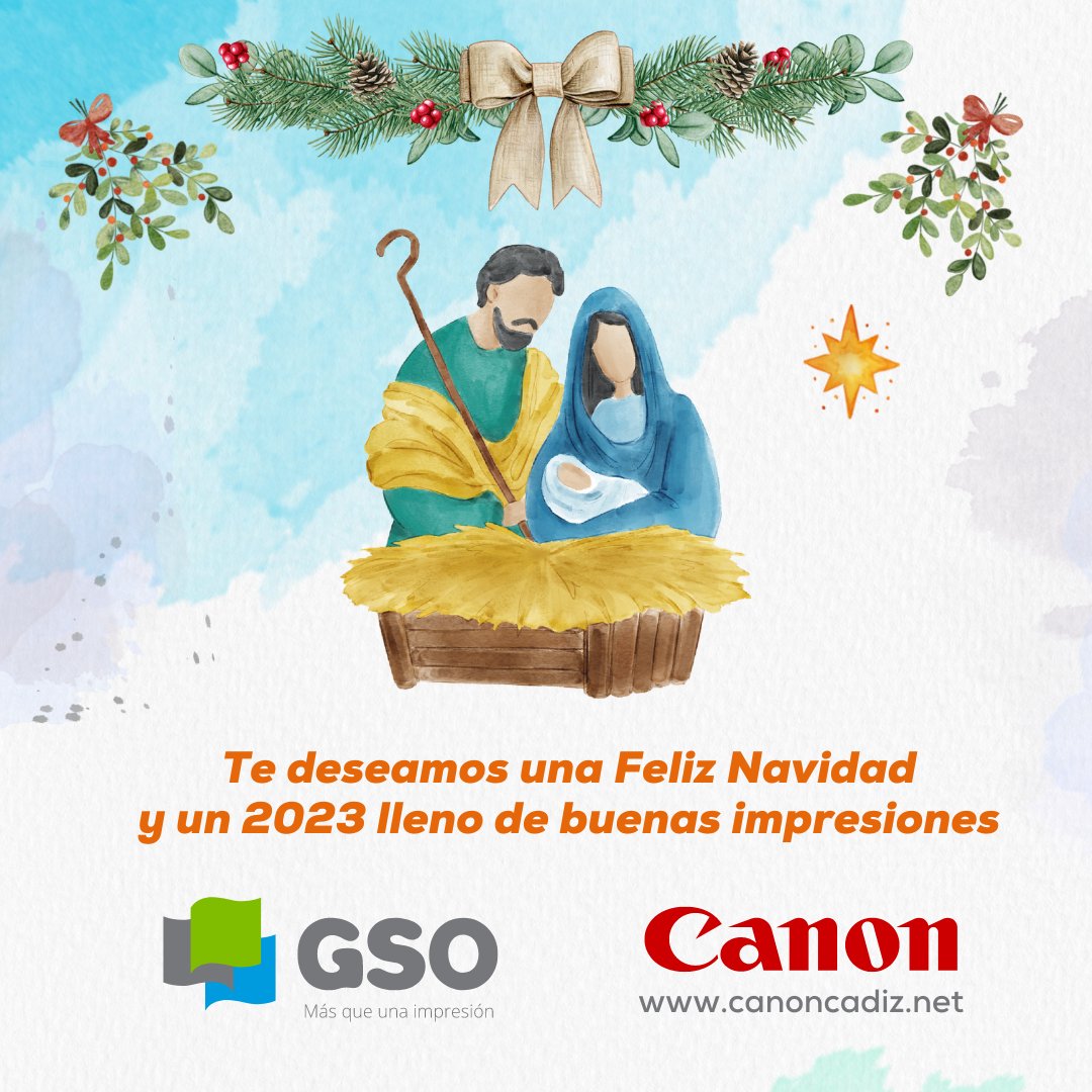 CanonGso's tweet photo. Desde Grupo GSO-Canon Cádiz os deseamos una Feliz Navidad y un 2023 lleno de buenas impresiones 😊 https://t.co/o2Dg3YV2cy