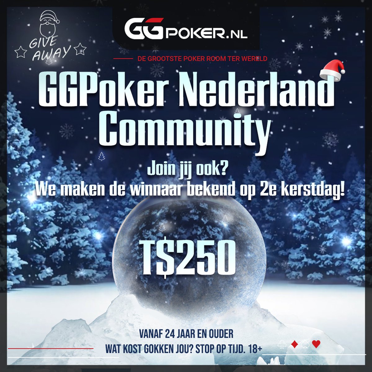 GGPoker_NL's tweet photo. [Giveaway / Community]
Ben jij al lid van de GGPoker Nederland Community 🎅?

Join de community! Link in onze bio 🔗.

Wat kost gokken jou? Stop op tijd. 18+

#GGPoker #GGPokerNederland #poker #community #giveaway #kerst #entertainment https://t.co/RviNfrj4Wa