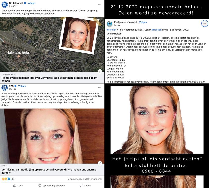 Lieve mensen. Kleine moeite om het bericht door te sturen maar de kans word enkel hiermee ruim vergroot. ❤️ Nadia Weertman
Voor updates zie hieronder links van zus;
m.facebook.com/story.php?stor…