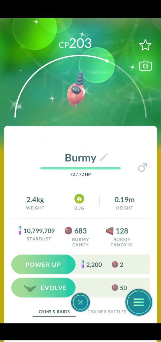 manolocrunch's tweet photo. Acá me salió el que no parece shiny 😆
Burmy shiny es casi idéntico al normal. Sí no es por el ✨ ni por enterado

#ShinyPokemon 
#PokemonGO 
#identico https://t.co/cqZ4hRdtMX
