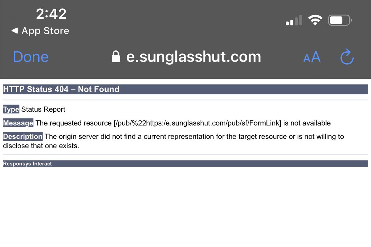 NEMX19's tweet photo. .@sunglasshut care to fix your “unsubscribe” link? https://t.co/Yy2vz6FtG6