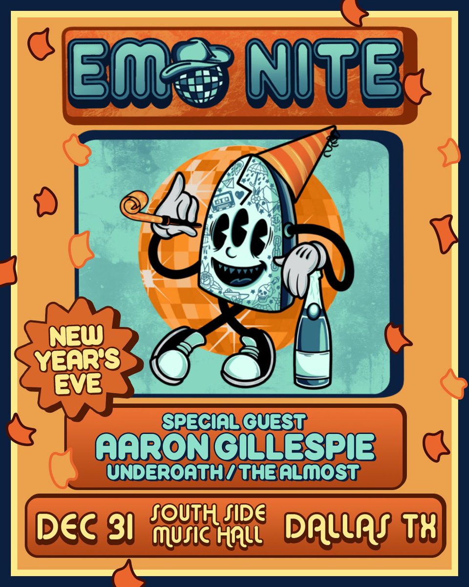 orey's tweet photo. NYE @emonitela Dallas is gonna be wild with both @aaronrgillespie AND @scenequeenrocks! Gonna be ✨ICONIC✨ tix: https://t.co/ZbxjErAOAL https://t.co/0IOFrxEGuK