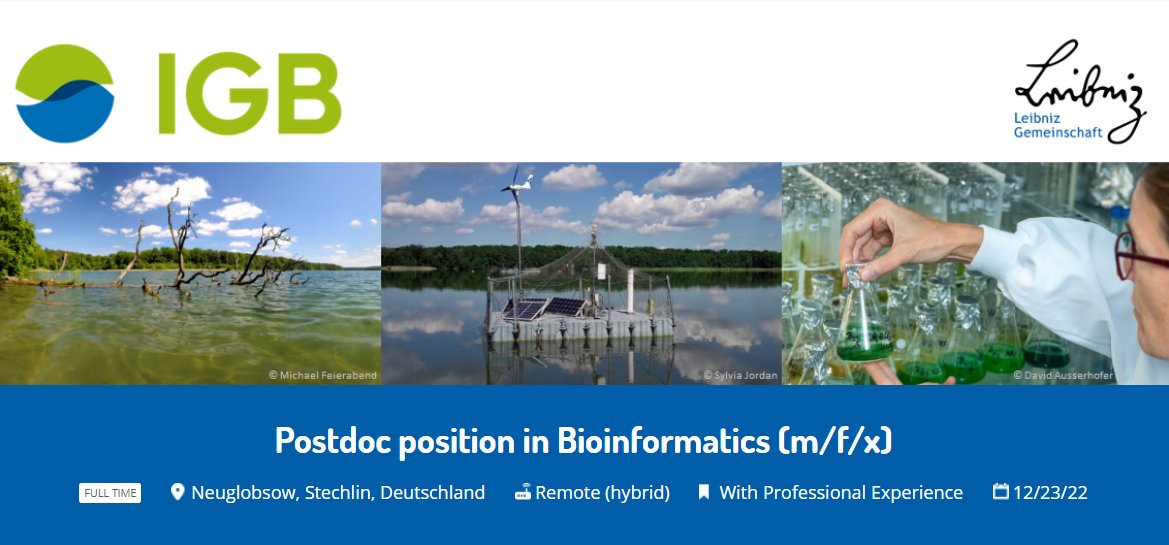We have a new 3 years postdoc position in our international MIBI group at Lake Stechlin to announce: karriere-igb.softgarden.io/job/26461179/P…