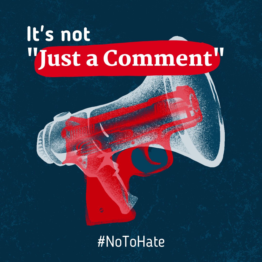 It's never "Just a comment".

Words can be weapons, and online hate speech can lead to cruelty and violence in real life.  

Please, do not remain silent - especially when others are targeted: Speak up &amp; say #NoToHate. un.org/en/hate-speech…