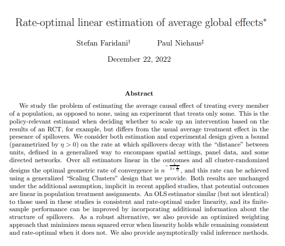 How can we estimate the effects of policies at full scale from experiments run at moderate scale? @stFaridani and I have been thinking about this. here is what we have so far - arxiv.org/pdf/2209.14181…
