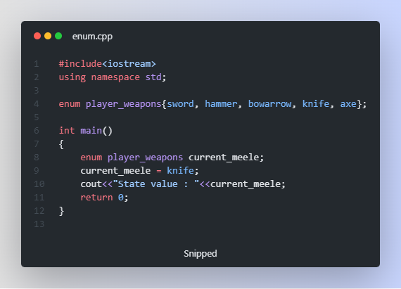Purvesh_chow's tweet photo. #Day37 #100DaysOfCode 
Project : Enum (melee System)
Language : C++
#programming  #daily #programmer #cpplanguage #clanguage  #DataScience #appdevelopment #tech #girlscript #googledevs #CPP #c #DevOps  #challenge #gamedevelopment #gamedevs https://t.co/6n47gxX3Zz
