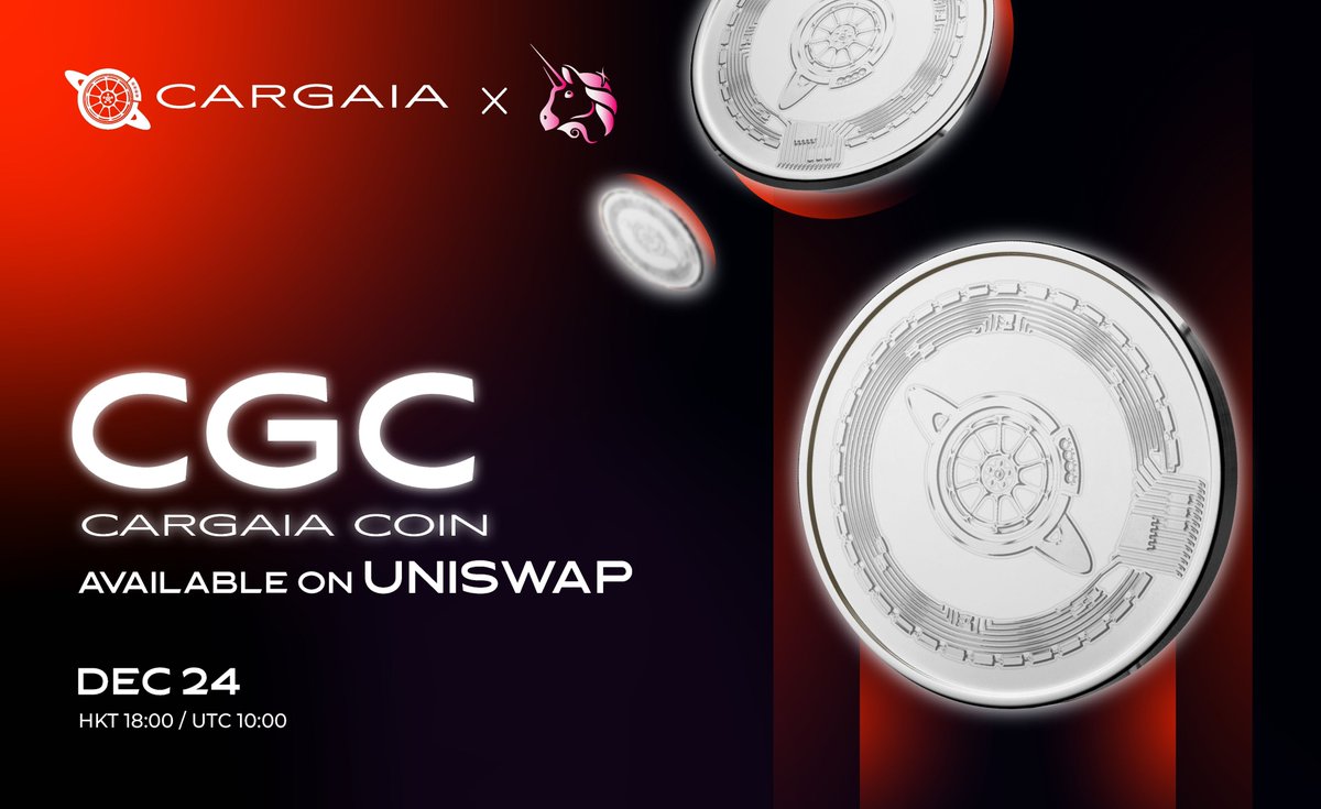 CarGaia (@cargaiameta) on Twitter photo We're excited to announce $CGC coin will be available on #Uniswap V2 today! Get your hands on the revolutionary #CarGaia coins and join us on our mission to transform the #automotive industry!
🦄DEC 24 HKT 18:00/UTC 10:00 on <a href="/Uniswap/">Uniswap Labs 🦄</a>
#CGCcoin #crypto #Web3 #cryptocurrencies We're excited to announce $CGC coin will be available on #Uniswap V2 today! Get your hands on the revolutionary #CarGaia coins and join us on our mission to transform the #automotive industry!
🦄DEC 24 HKT 18:00/UTC 10:00 on <a href="/Uniswap/">Uniswap Labs 🦄</a>
#CGCcoin #crypto #Web3 #cryptocurrencies