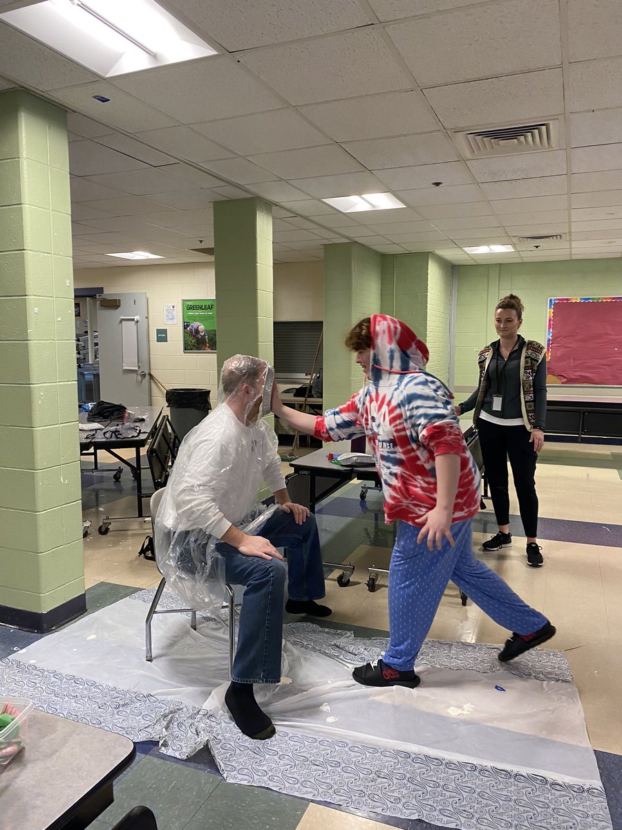 EMSPRIDE1's tweet photo. EMS fundraising event - pie a teacher was a huge success and a lot of fun! We appreciate our teachers and students who participated #emspride https://t.co/V3J0V7lYAa