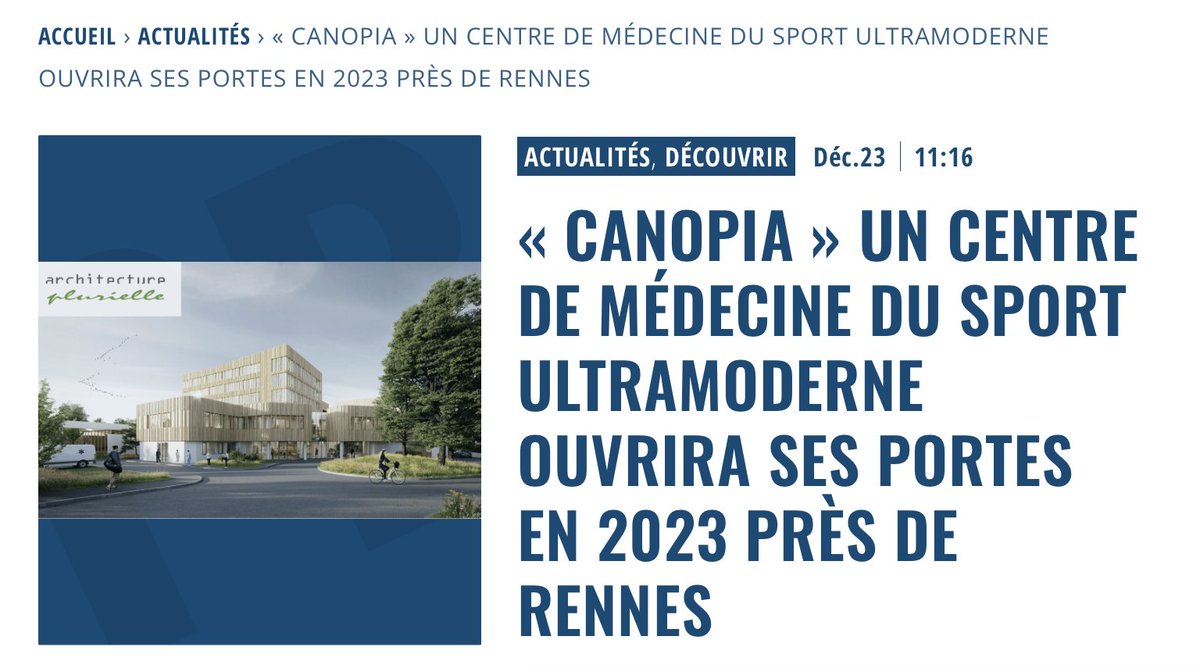 patrickbayeux's tweet photo. Précurseur ce projet. #Canopia» s’étendra sur près de 10 000 m², Une ambition le #sport-santé accessible à tous. L’ensemble des spécialités médicales nécessaires au traitement du patient. Réathlétisation, musculation, balnéothérapie, hypoxie au programme https://t.co/YhsZzazuCD https://t.co/QlJyTYzJ3N