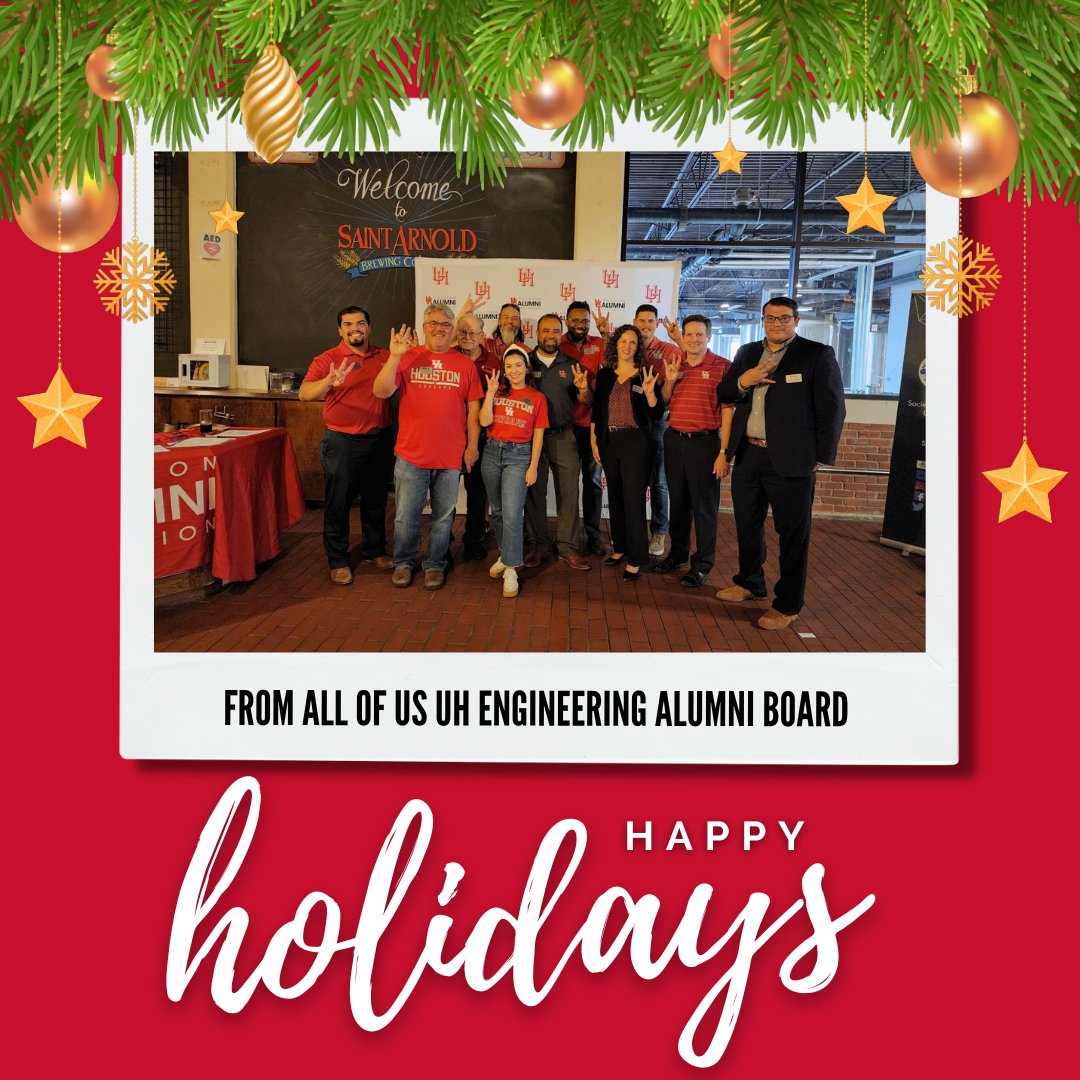 kennethflakes's tweet photo. This year past year I've been a member of the University of Houston Engineering Alumni Association.
So, on behalf of the board, I'd like to wish everyone happy holidays. May the peace and joy of the holidays be with you today and throughout the new year!
#UHEAA #UHEngineering https://t.co/YP2hJlFt4u