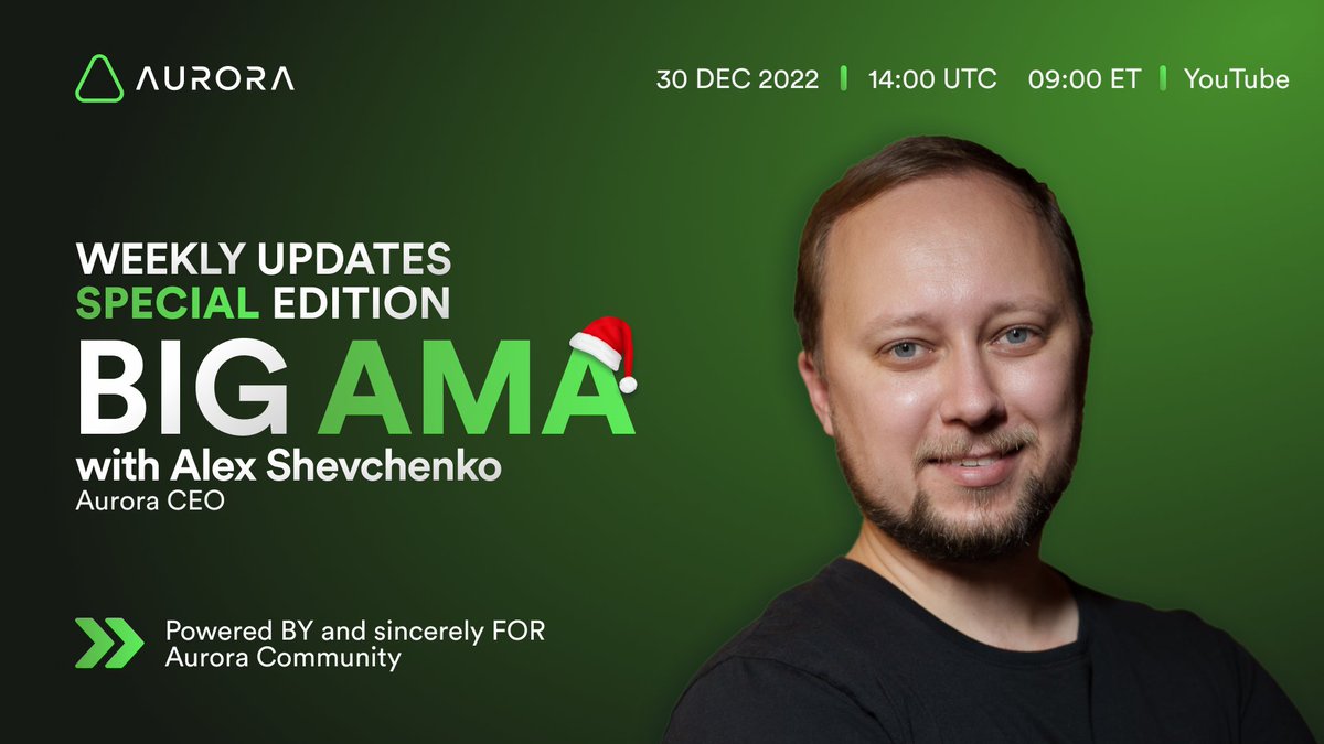 auroraisnear's tweet photo. Let's celebrate the end of the year together ✨Join us for a special community AMA hosted by none other than @AlexAuroraDev 🎅🏻 🥂

🎄Honest Recap of 2022
🎄Exclusive Sneak Peek into 2023
🎄 Rewards for the 3 best questions

🔗https://t.co/zkGoI3sNEo
#Aurora #AuroraCommunity https://t.co/oSRm4oWJQy
