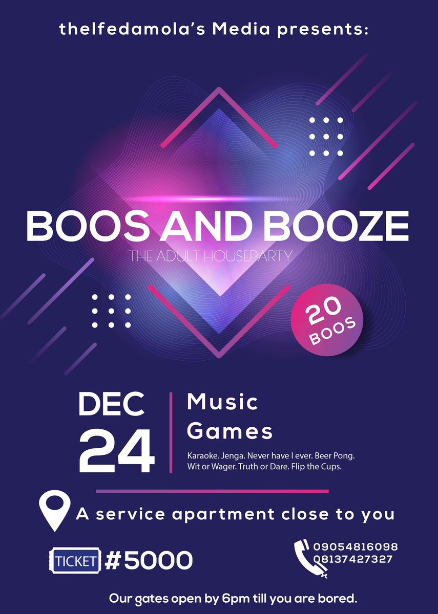 enjoymentmin's tweet photo. Osogbo, let your tommorow be free because the biggest house party in Osogbo will be happening tomorrow #BOOSANDBOOZE
- 1 house
- 3 Bedrooms
- 20 Boos
- Free 2 shots at entry
- Karaoke
- Games
- #5000 for entry
- Matured flexing with the litest 18+
๐Ask me for location https://t.co/gPWnHAegmX