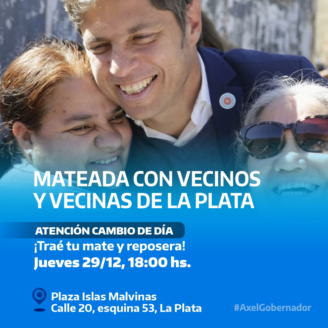 agrupgelbard's tweet photo. Vamos a cerrar diciembre con más compromiso y militancia con el proyecto político y productivo que llevamos adelante en nuestra Provincia.

El próximo jueves mateamos con @Kicillofok con el Pueblo. Como siempre. 
Nos vemos en Plaza Malvinas de #LaPlata. 

#AxelGobernador
#6x6 https://t.co/GJCi0ydKEx