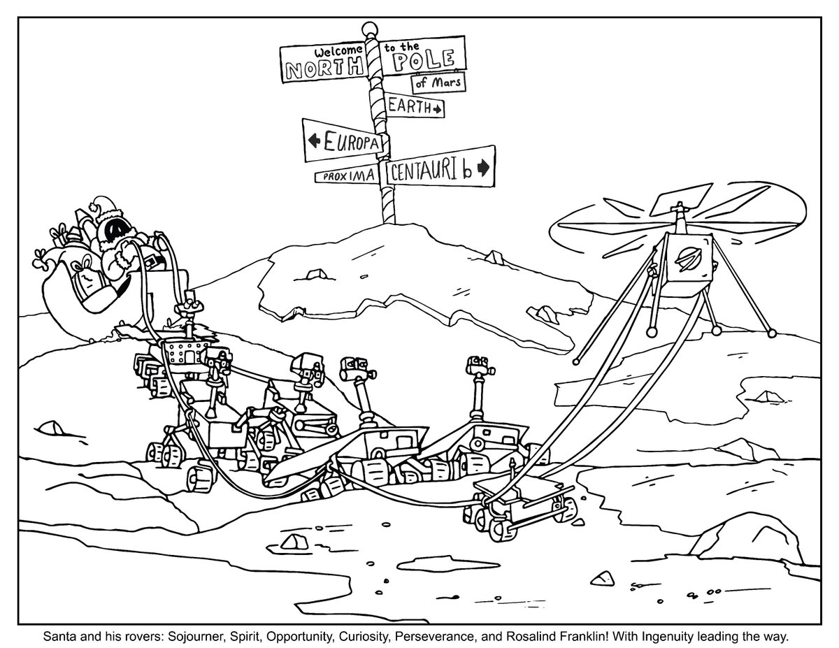 You know Dasher and Dancer ...and Spirit and Opportunity? Looks like Santa wanted some rovers to pull his sleigh this year instead of reindeer! Have some fun this holiday season with <a href="/NASA/">NASA</a> coloring pages: go.nasa.gov/3BSdFSx

From our rover family to yours, happy holidays!