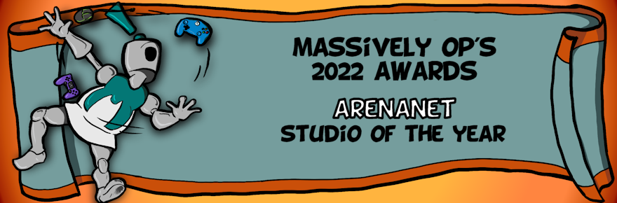 MassivelyOP's tweet image. Congrats to @GuildWars2's ArenaNet, which took MassivelyOP's 2022 award for MMO Studio of the Year: massivelyop.com/2022/12/22/mas…