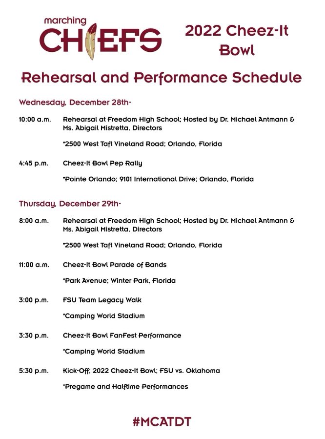 FHSBandOrlando's tweet photo. Come check out the @FSUChiefs when they rehearse here at Freedom High School! https://t.co/IDf1hPZ9pE