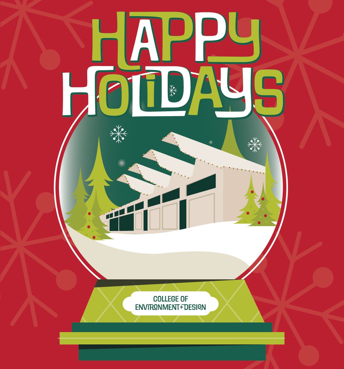 UGACED's tweet photo. From all of us here at the College of Environment + Design, we want to wish you and your loved ones a cheerful holiday season and a wonderful new year. See you in January, Dawgs! 🥳
#ugaced #holidays #uga #jacksonstreetbuilding https://t.co/KDSCh49N6I