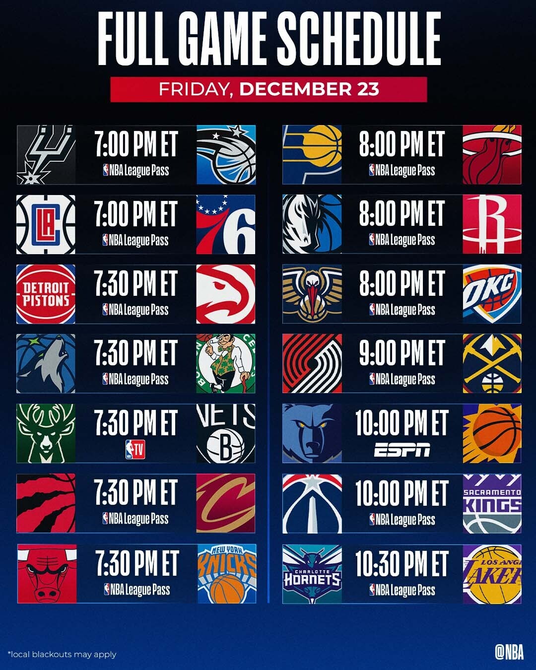 Nba schedules for tonight deals