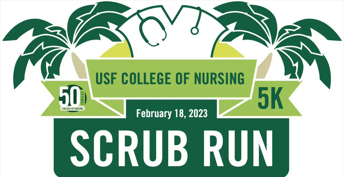 USFalumniAssn's tweet photo. Run, jog or walk at the @USFHealthNurse 50th Anniversary Scrub Run 5K on the @USouthFlorida Tampa campus. T-shirts for all registrants, and awards for overall and age group winners, plus a 1-mile #KidsFunRun. Sign up at https://t.co/hXb2mfnZH9 https://t.co/SVPEOIld3J