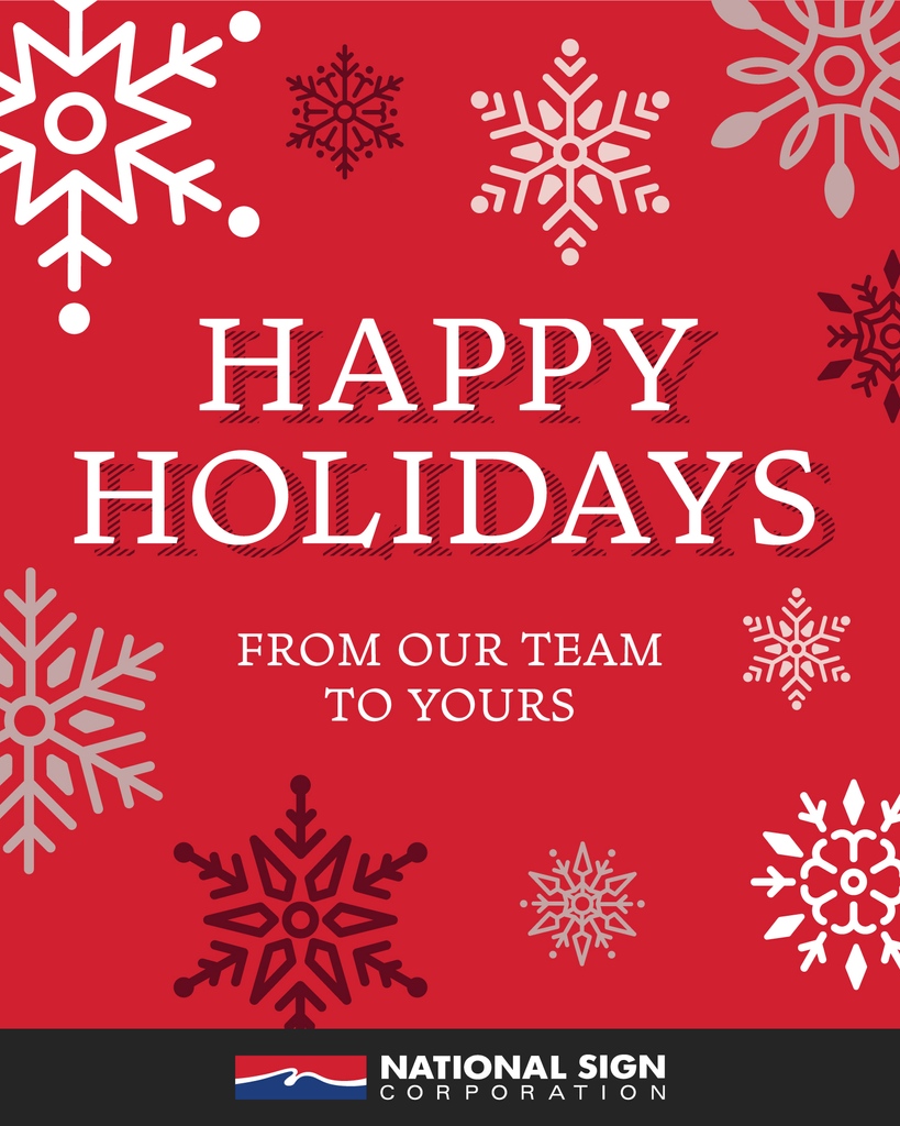 NationalSignCT's tweet image. Happy holidays from the National Sign team! We will be closed December 24th through January 1st so our team can enjoy a hard-earned relaxing week off to celebrate the holidays and spend time with family and friends. 

#happyholidays #nationalsignct #wehandleitall